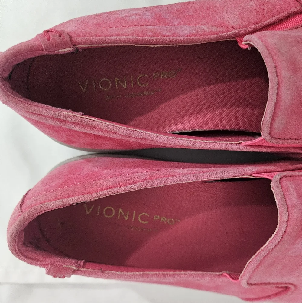 Vionic Pro Mahoney Avery Pink Slip On Suede Shoes Womens Size 9